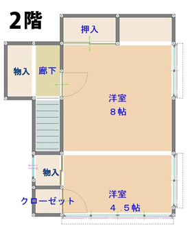 神代地区 登録番号102の空き家 2階 間取り図