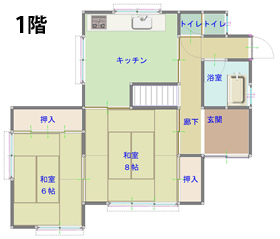 角館地区 登録番号105の空き家 1階 間取り図