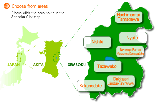 Choose from areas
Please click the area name in the Senboku City map.