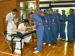 こちらは幹部教養講習の受付　角館町武道館にて