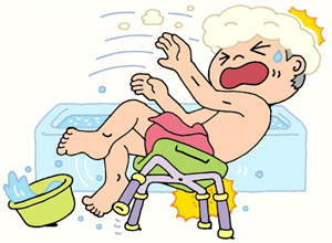 高さ調節できる入浴用いす、急に脚が縮んで転倒！